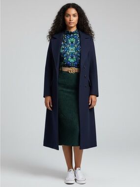 Get this look for the low Navy Coat with Floral Top and Belt